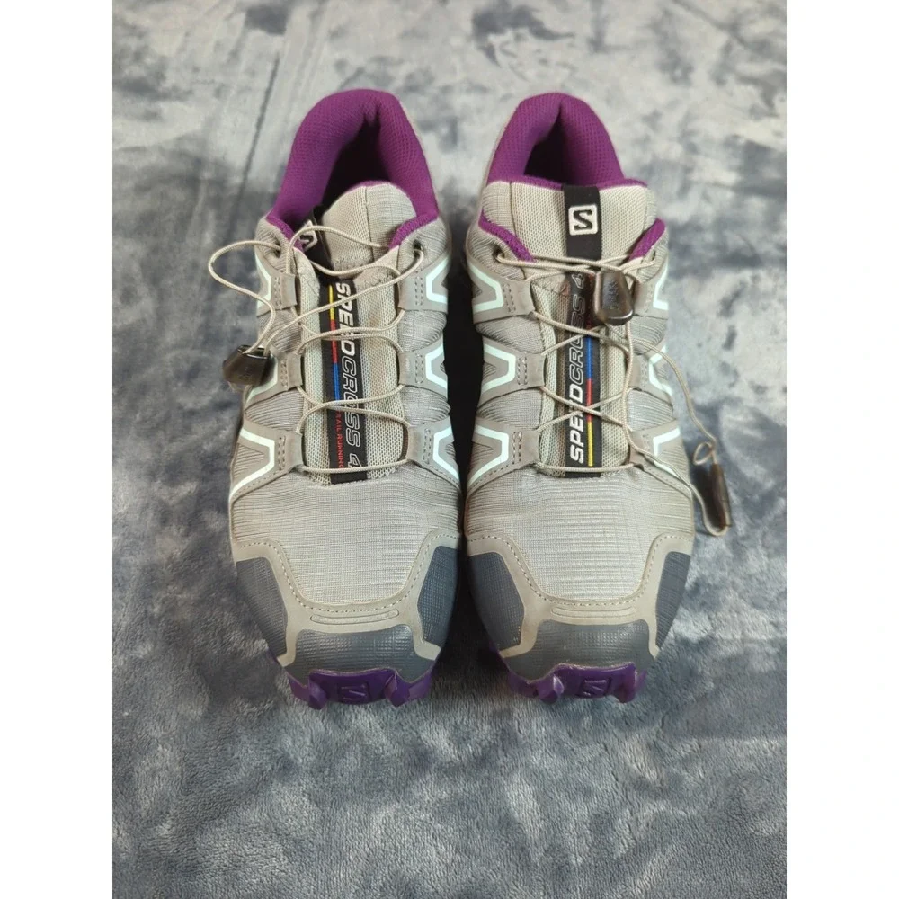 2016 Womens Salomon Speedcross 4 Sz 8.5 Shoes Quarry/Acai/Fair Aqua Trail/Hiking